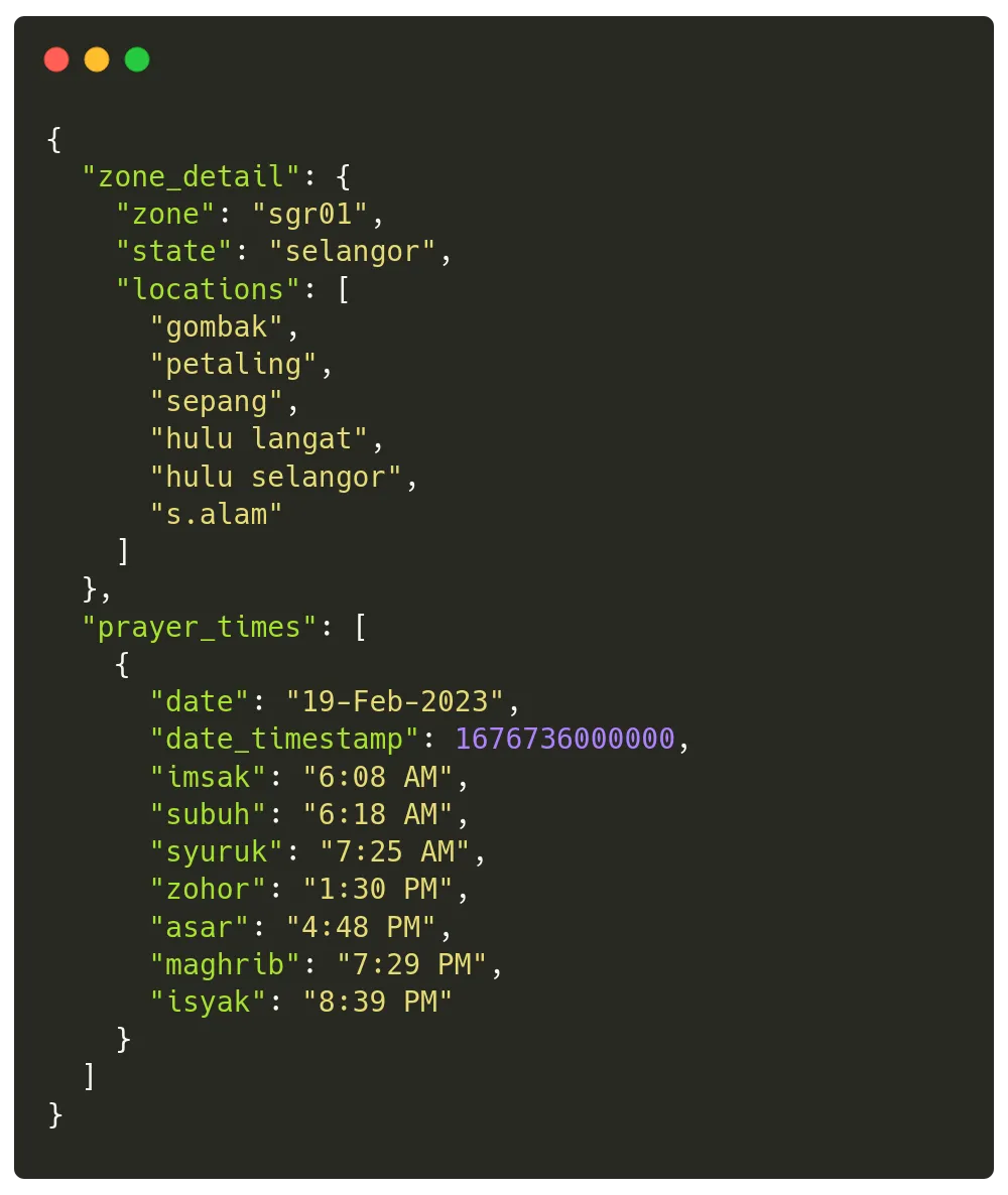 example get solat time response